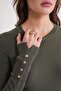 6736 Women's Crew Neck Sleeve Drop Knit Sweater Khaki - 6