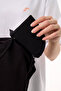 Turey - Black Women's Embroidered Snap Fastener Padded Stand Collar Oversized Long Sleeve Basic - 6