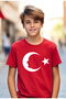 April 23rd, October 29th, November 10th, May 19th Performance Costume - Crescent and Star Printed Red Children's T-Shirt