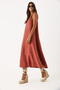 Women's Twisted Strap 100% Linen Dress - Tile - 5