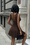 Brown Tie-Detail Bow-Strap Dress 7081 - 6