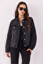 Women's Ally Black Slim Fit Jean Jacket - Black - 7