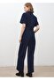 Denim Jumpsuit with Belt - 4