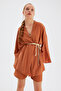 Shabby Kimono with Belt Detail - Tan - 3