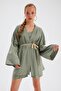 Casual Kimono with Belt Detail - Green - 2