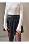 Belted Pleated Skirt with Shorts - 4