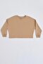 Organic Women's Crop Sweatshirt Beige Long Sleeve - 5
