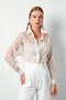 Patterned Tulle Shirt - Stone - 3