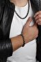 Men's Black-Silver Steel 5 mm King Model Necklace Bracelet Set - 6