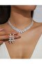 Stylish Crystal Stone Necklace Earrings Bridal Henna Engagement Set