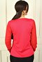Women's V-Neck Half Stripe Sleeves Chiffon Sweater - 4