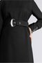 BELTED BUTTON DETAILED DRESS 43383 - 4