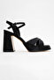 LELLO Black Striped Women's Platform Heeled Shoes - 6