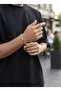 Stainless Steel Model Braided Men's Silver Gold Color Bracelet - 5