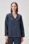 Lino Linen Shirt Pajama Top Navy Blue