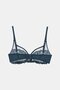 Monaco Blue Embroidered Tulle Detailed Transparent Bra - Underwire Balconette - 6