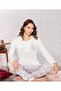Long Sleeve Jacquard Fabric Soft Winter Stylish Elegant Pajama Set 09-164 - 4