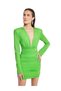 Women's Padded Long Sleeve Sports Stylish V-Neck Body Hugging Mini Dress - 6