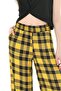 Women's Woven Viscose Checkerboard Patterned Large Size Slouch Pants with Pockets and Elastic Waist - 5