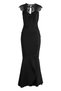 Women's Window Laced Collar Asymmetrical Hem Fish Model Moon Sleeve Stylish Evening Dress Curve Plus Size Night Dress - 2