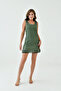 Women's Laced Collar and Skirt Detailed Thick Strap Washable Plus Size Curve Tunic Mini Dress - 2