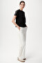 Regular Knitted Black T-Shirt with Stripe Detail on the Shoulder and Crew Neck - 6