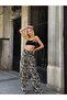 Women's High-Waisted Belted Patterned 100% Viscose Cotton Wide-Leg Chic Casual Plus Size Curve Pants - 3