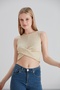 Women's Front Knot Model Sleeveless Sports Stylish Curve Croptop Blouse - 6