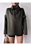 Women's Design Lace-up Collar Super Stylish Trend Scuba Sweatshirt - 7