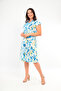 Women's Lace-Up Collar A-Line Half Sleeve Viscose Daily Midi Length Plus Size Patterned Dress Nightgown - 4