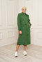 Grass Green Long Cashmere Coat with Belt and Double Buttons - 5