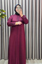Women's Clothing Plus Size Sleeved Stone-Decorated Dress - 2