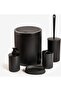 Black 5-Piece Bathroom Set – Luxury Trash Can, Toothbrush Holder, 2 Soap Dishes & Toilet Brush - 4