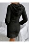 Women's Long Sleeve Hooded Mini Plush Dress with Pockets - 4