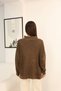Women's Brown Turtleneck Vintage Detailed Loose Oversized Cotton Knit Blouse Sweater - 9