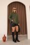 Women's Khaki Oversized Casual Cotton Knit Sweater Blouse with Pocket and Vintage Detail - 6