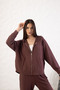 Women's Comfortable Fit Long Sleeve Zippered Modal Fabric Pocketed Hooded Sweatsuit Top Cardigan