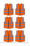 Pack of 6 High Visibility Multi Use Vest Safety and Utility in Bright Orange