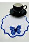2 Pieces of Three-Dimensional Butterfly Detailed Coffee Side Cocktail Napkins & Coasters. - 2