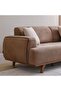 Elora 3 Seater Fabric Sofa - Brown/Beige, Stylish & Comfortable, Wood/Metal Frame, 2 Years Warranty - 3