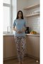 Winter Fleece Gray Heart-Patterned Pajama Bottoms (Peyik - with Additional Mesh)