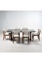 York 1+8 Marble Top Dining Set - Solid Wood Dining Table & 8 Chairs - Black/Walnut Finish - 3