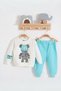 My Little One's Cicileri Teddy Bear Printed Boys' 2-Piece Seasonal Set - Turquoise