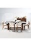 York 1+8 Marble Top Dining Set - Solid Wood Dining Table & 8 Chairs - Black/Walnut Finish - 6
