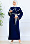 Collar Detailed Knitwear Dress K3036 Navy Blue
