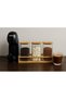3-Piece Glass Spice Jar Set with Bamboo Stand, Countertop Decorative Glass Spice Jar Set with Stand - 2