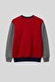 Boy's Red-Grey Regular Fit Sweatshirt with Logo Print on the Front and Crew Neck - 2