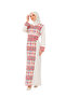 Hijab Dress Palestine Embroidered White Rhombus Patterned Dress Gold - 2