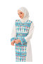 Hijab Dress Palestine Embroidered White Rhombus Patterned Dress Gold - 6