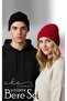 Unisex Folded Black, Red 2-Piece Beret Set Ekebereseti̇2Li̇yeni̇ - 3